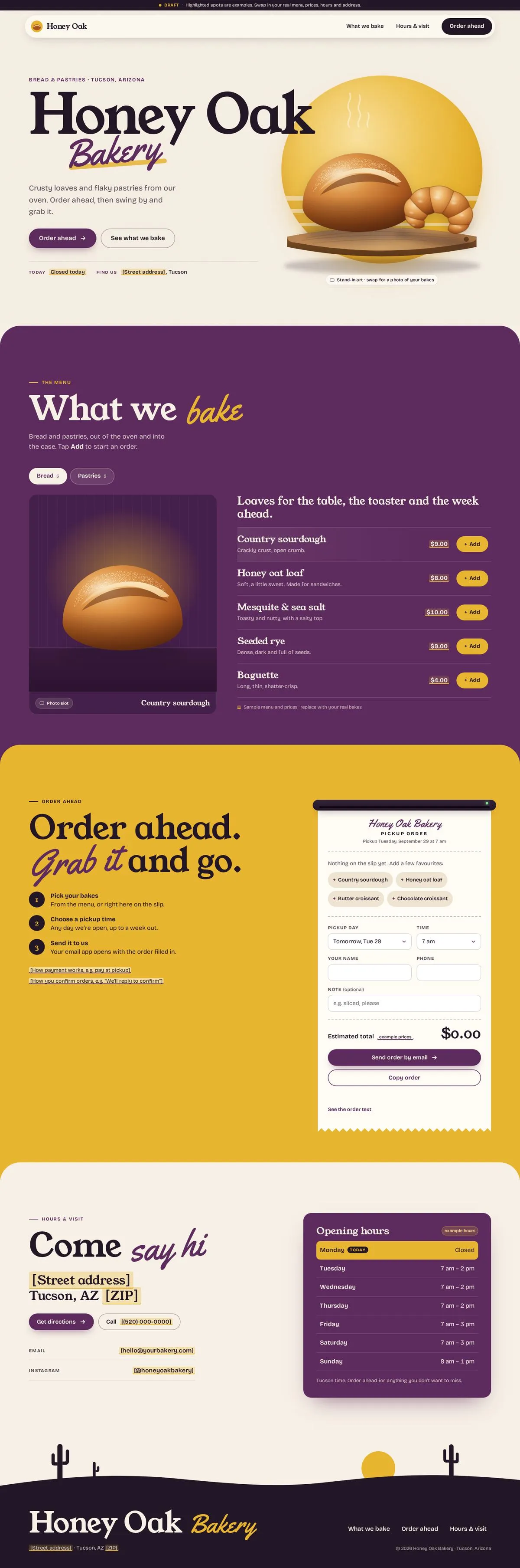 The full Honey Oak Bakery page with the kit