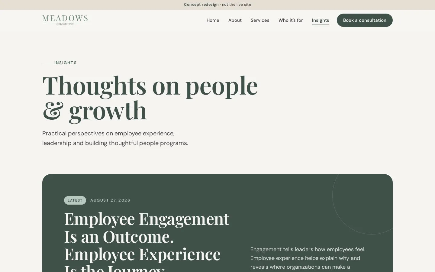 Meadows Consulting: Insights page