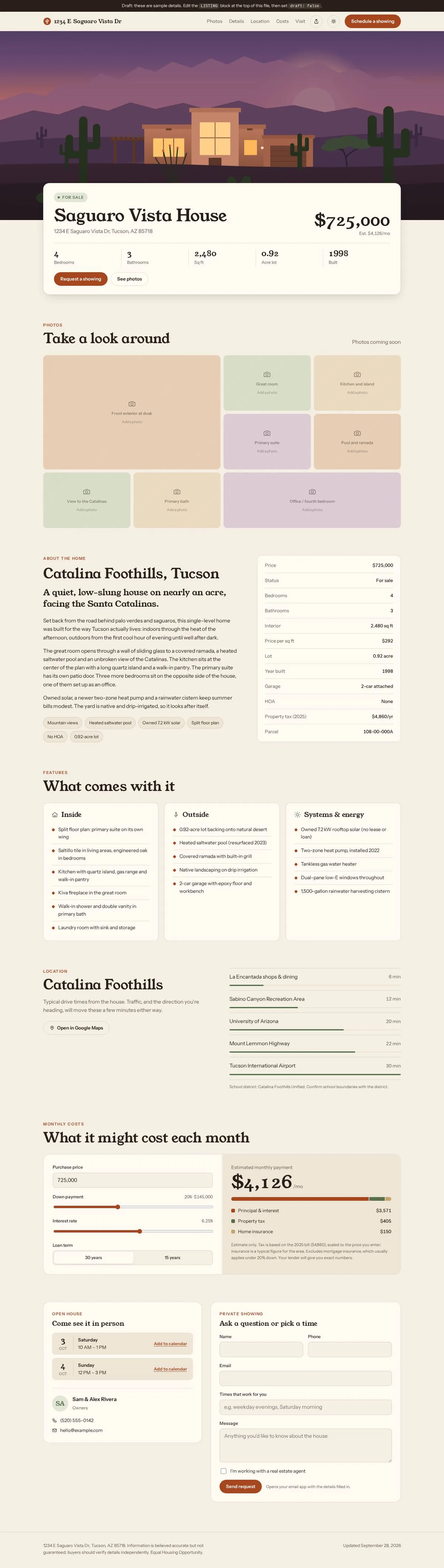 The full page built without the kit